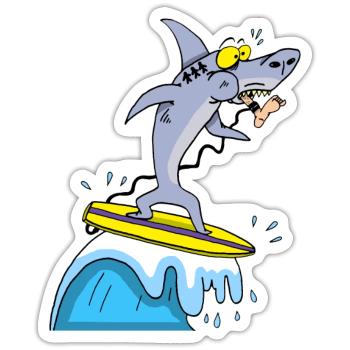 Surferhai - Sticker Größe S (10 x 10 cm) - Mattweiß - Vorne