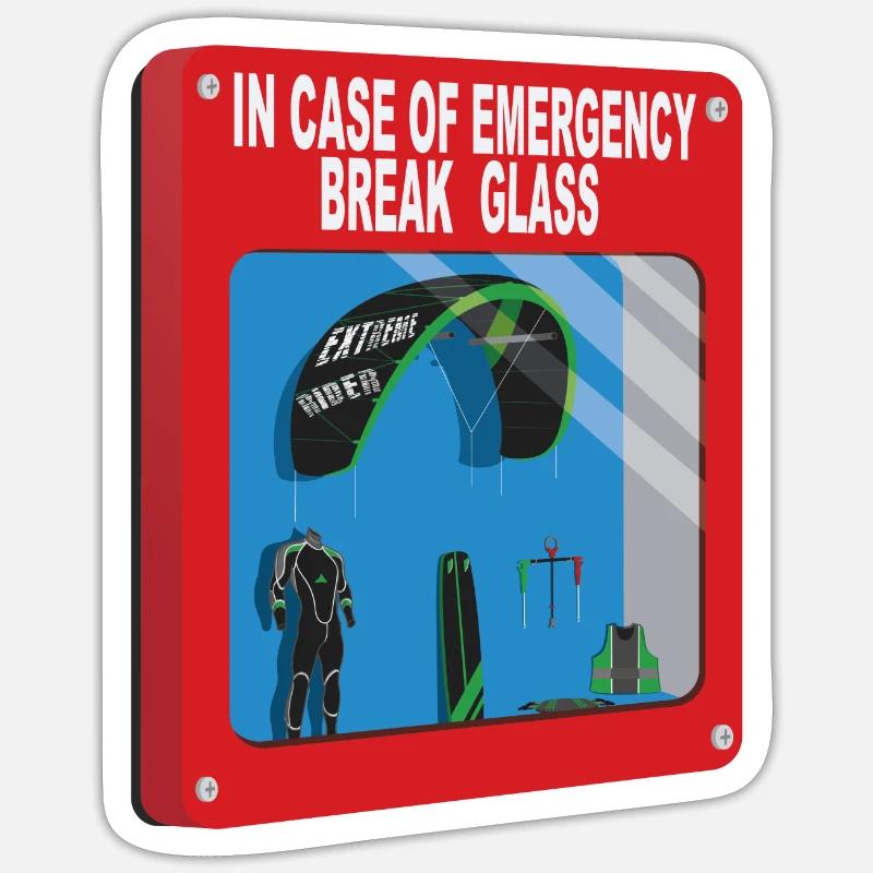 Emergency box - kiteboard - Sticker taille S (10 x 10 cm) - blanc mat