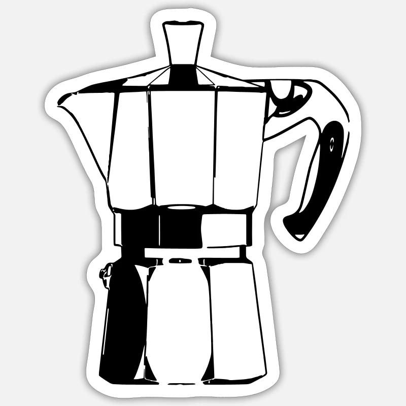 Espressomaschine schwarz - Sticker Größe S (10 x 10 cm) - Mattweiß