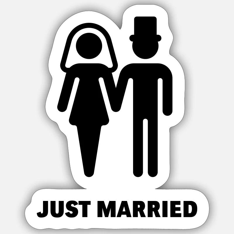 Just Married (mariée et le marié) Sticker taille S (10 x 10 cm)