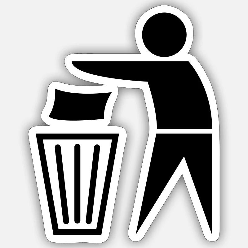 garbage_can - Sticker taille S (10 x 10 cm) - blanc mat