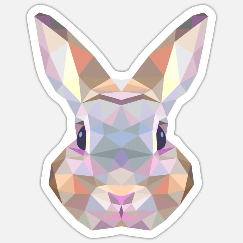 Lapin Polygone Sticker taille S (10 x 10 cm)