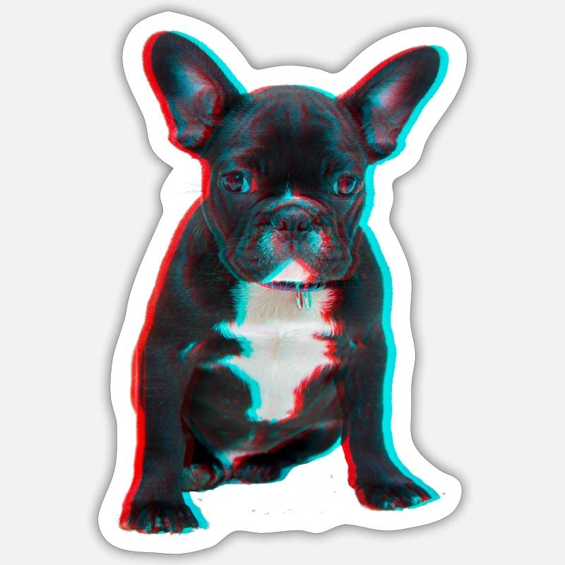 Bouledogue français 3D - Sticker taille S (10 x 10 cm) - blanc mat