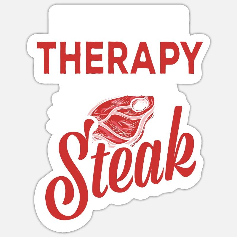 Steak Fleisch - Sticker Größe S (10 x 10 cm) - Mattweiß