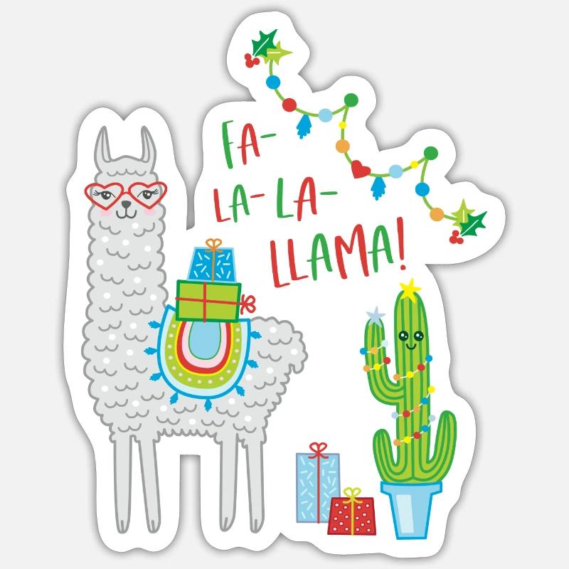 Fa la Llama Weihnachtspullover Weihnachtsgeschenk Sticker Größe S (10 x 10 cm)