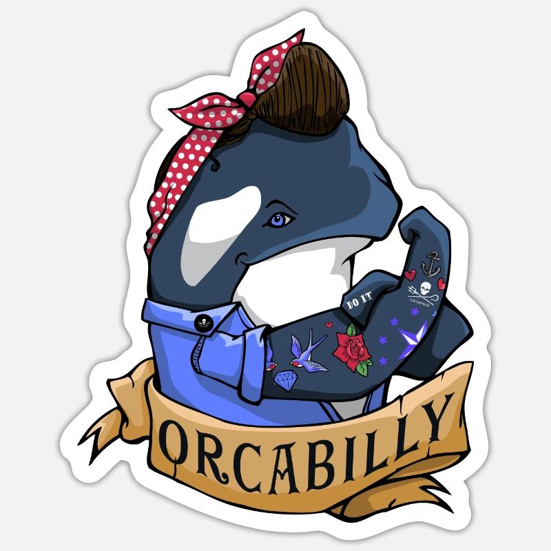 Orcabilly - Sticker size S (10 x 10 cm) - white matte