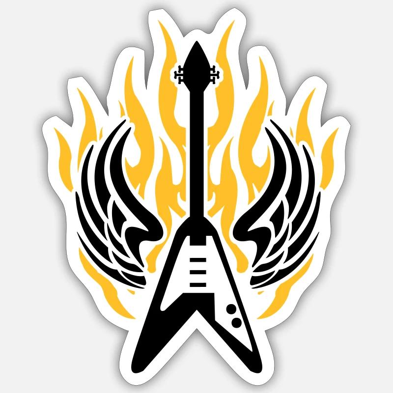 guitar wing flame Sticker Größe S (10 x 10 cm)
