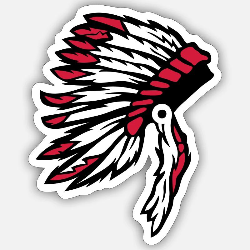 coiffure indienne chef indien Sticker taille S (10 x 10 cm)