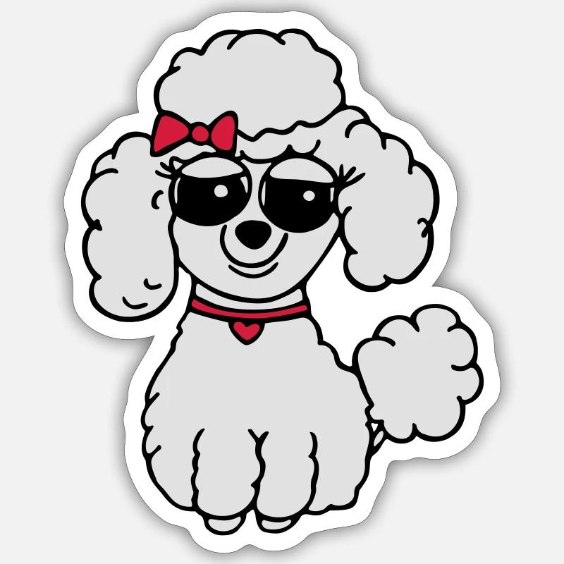 poodle 3 - Sticker taille S (10 x 10 cm) - blanc mat