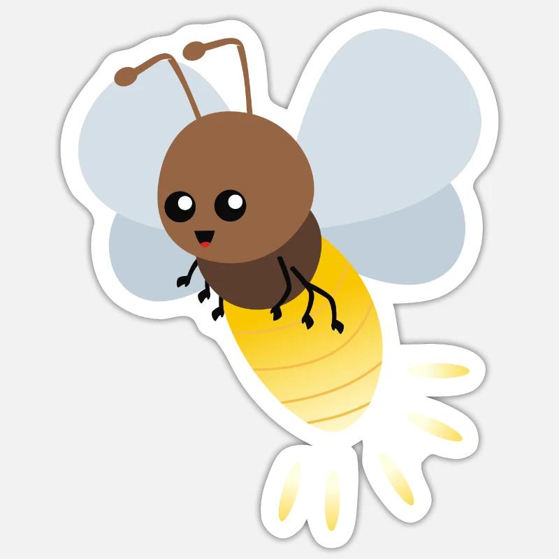 Dessin animé mignon luciole Sticker taille S (10 x 10 cm)