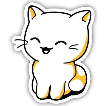 Katzen Kawaii - Sticker Größe S (10 x 10 cm) - Mattweiß - Vorne