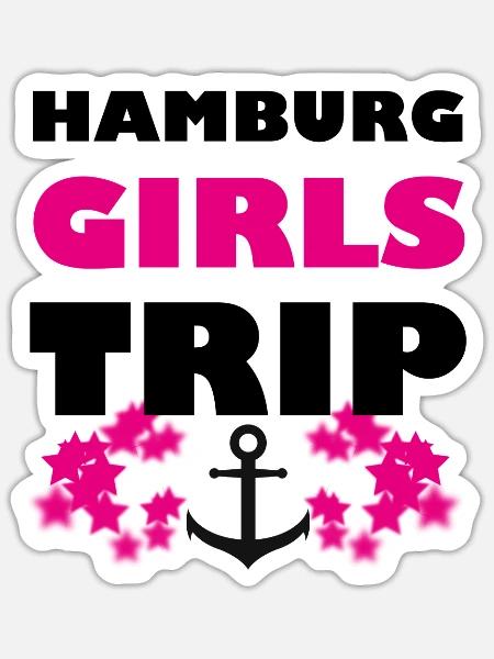 Hamburg girls trip Gruppe Reeperbahn Party feiern - Sticker Größe S (10 x 10 cm) - Mattweiß