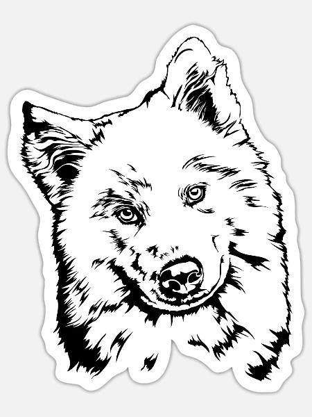 SAMOJEDE Hunde Portrait Wilsigns Hund Geschenk - Sticker Größe S (10 x 10 cm) - Mattweiß