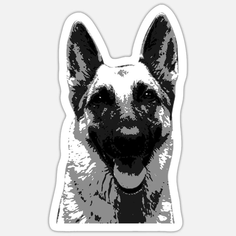 Schäferhund - deutscher Schäferhund Kopf Geschenk - Sticker Größe S (10 x 10 cm) - Mattweiß