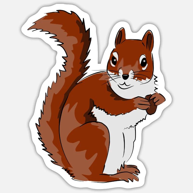 Illustration d’écureuil mignon - Sticker taille S (10 x 10 cm) - blanc mat