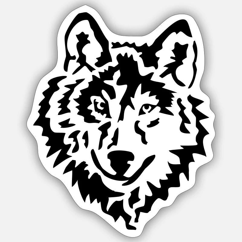 le loup - Sticker taille S (10 x 10 cm) - blanc mat