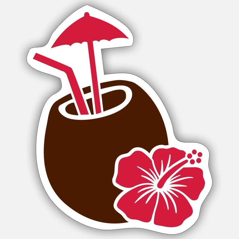 Noix de coco Sticker taille S (10 x 10 cm)