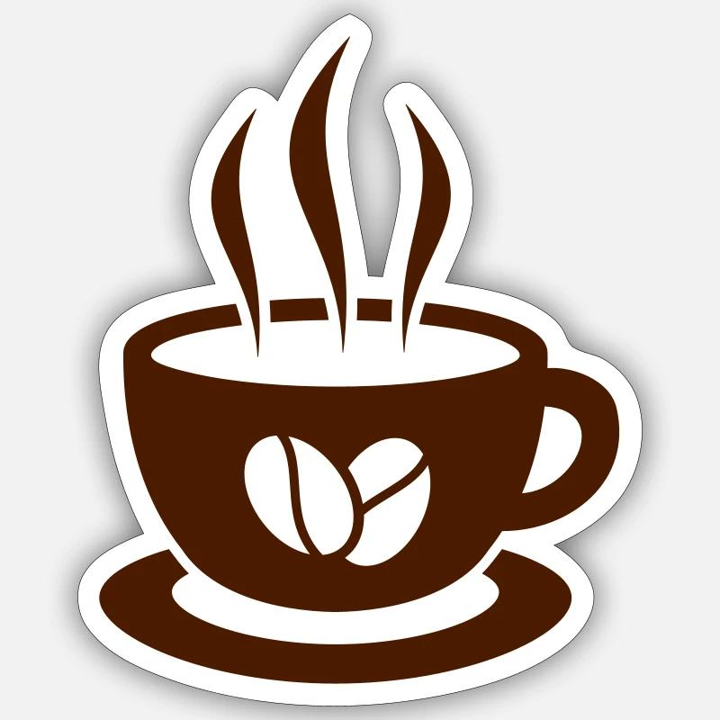 Café - Sticker taille S (10 x 10 cm) - blanc mat