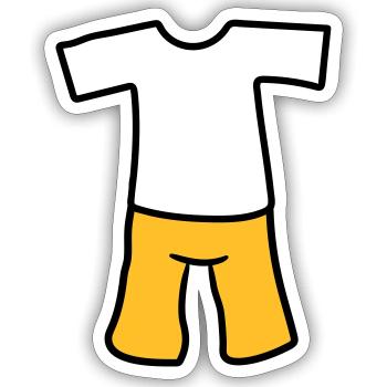 t shirt oberteil kleidung hose anziehen kurze shor - Sticker Größe S (10 x 10 cm) - Mattweiß - Vorne