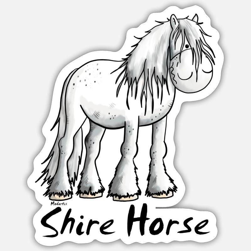 Blanc Cheval de Shire - Sticker taille S (10 x 10 cm) - blanc mat