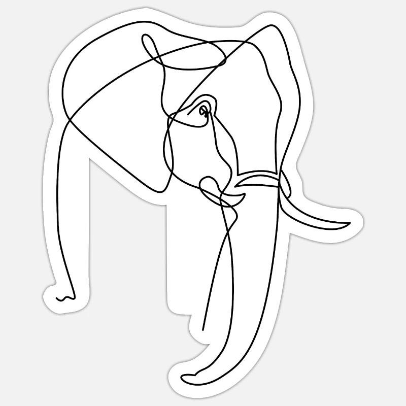 Eléphant - Sticker taille S (10 x 10 cm) - blanc mat