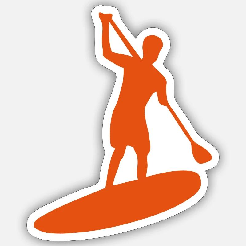 paddle board silhouette - Sticker size S (10 x 10 cm) - white matte