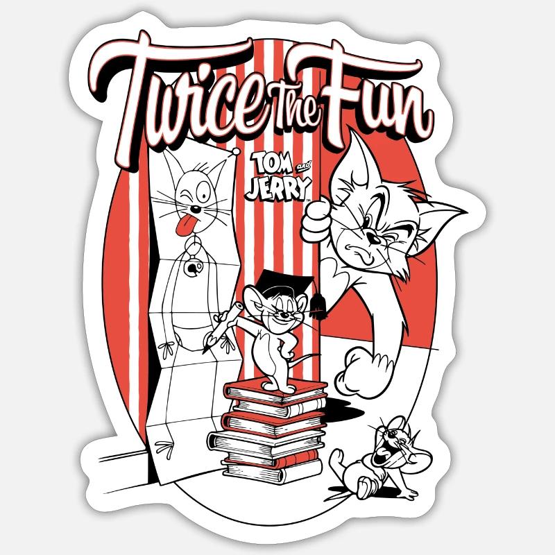 Tom And Jerry Double fun - Sticker size S (10 x 10 cm) - white matte
