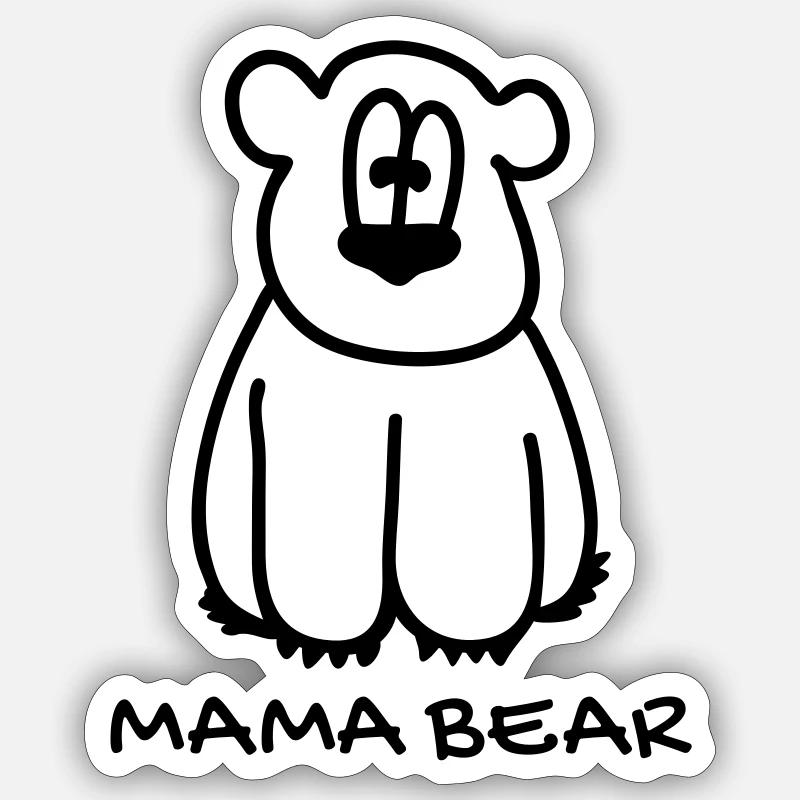 Mama bear maman ours - Sticker taille S (10 x 10 cm) - blanc mat