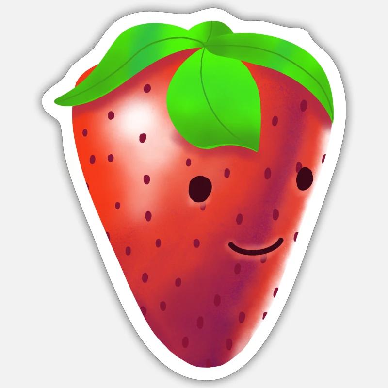 Erdbeere mit freundlichem Gesicht - Sticker Größe S (10 x 10 cm) - Mattweiß