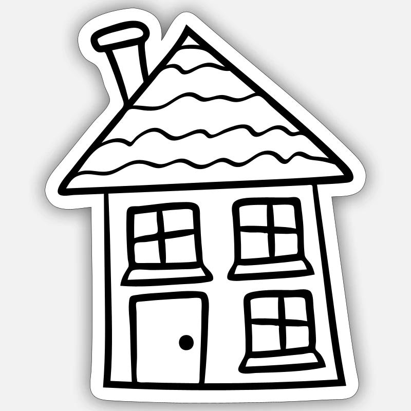 süßes kleines haus häuschen eigenheim bauen bauher - Sticker Größe S (10 x 10 cm) - Mattweiß