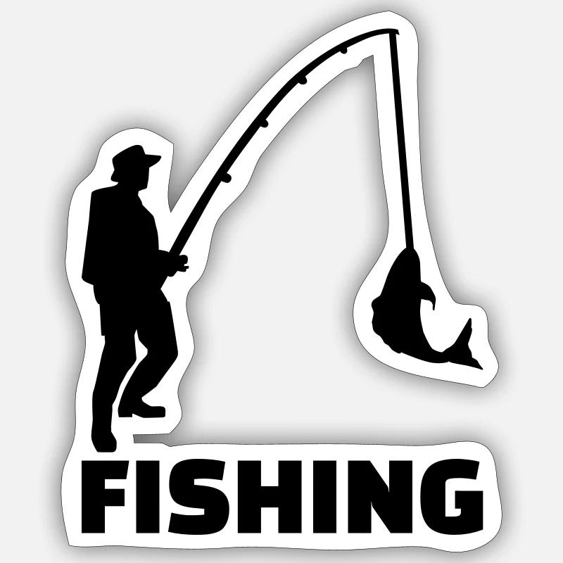 Fishing - Sticker taille S (10 x 10 cm) - blanc mat