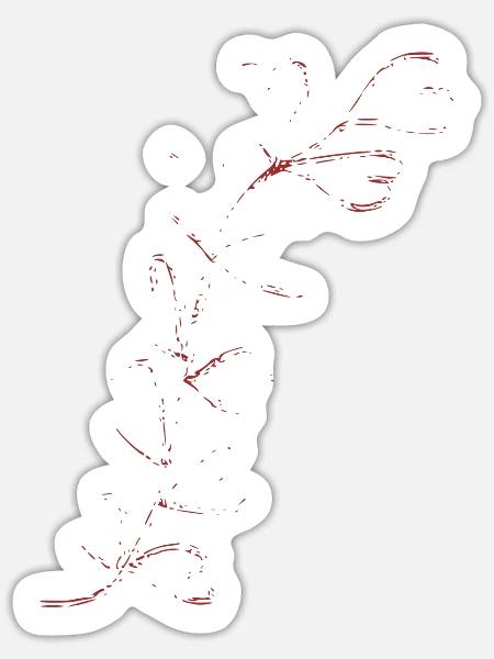 Rote Linienblume Skizze - Sticker Größe S (10 x 10 cm) - Mattweiß