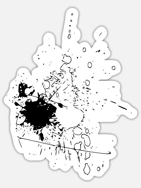 Farbtropfen - Linie / schwarz - Sticker Größe S (10 x 10 cm) - Mattweiß