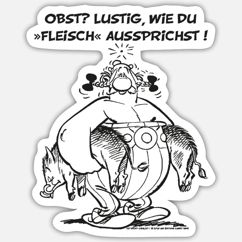 Asterix Obelix Obst Fleisch lineart Sticker taille S (10 x 10 cm)