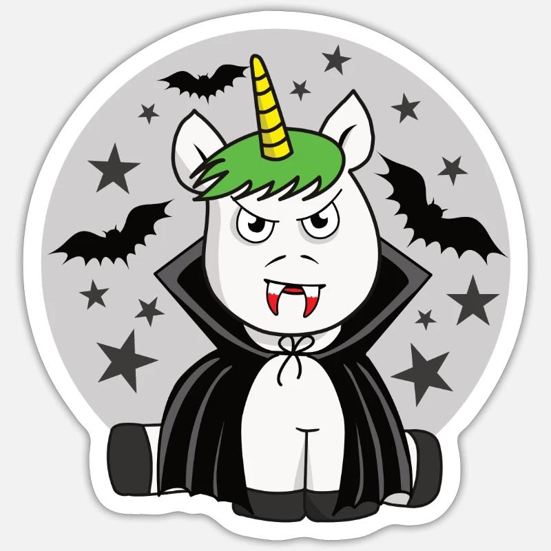 Vampir Einhorn - Sticker Größe S (10 x 10 cm) - Mattweiß