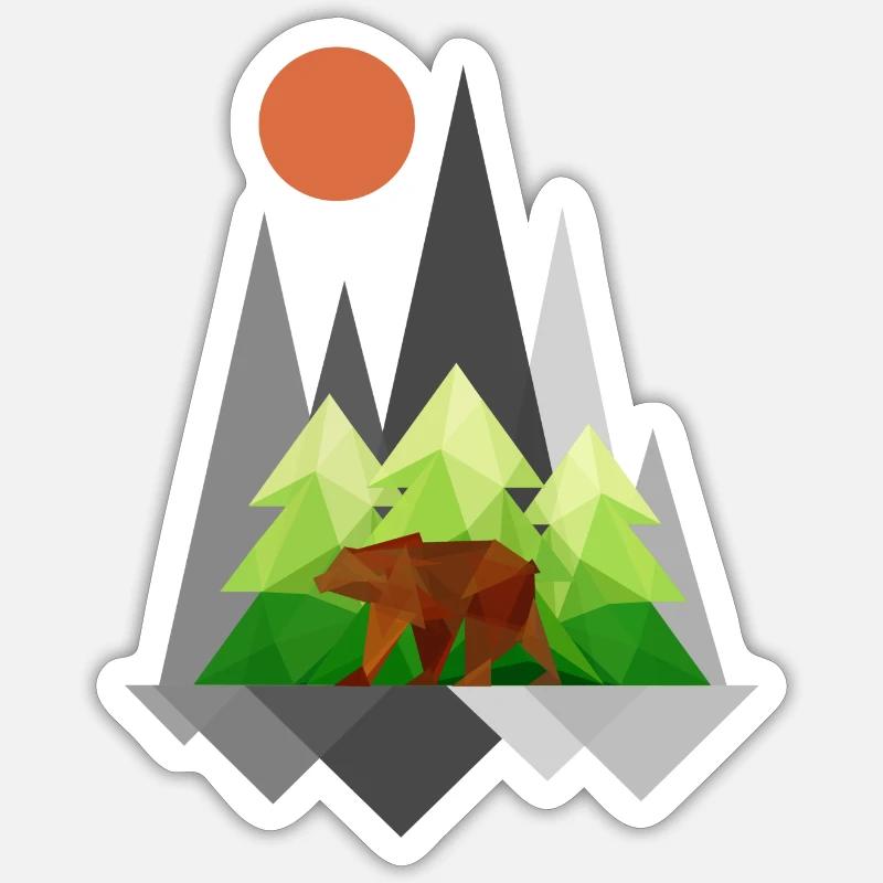 Ours dans le désert - Sticker taille S (10 x 10 cm) - blanc mat