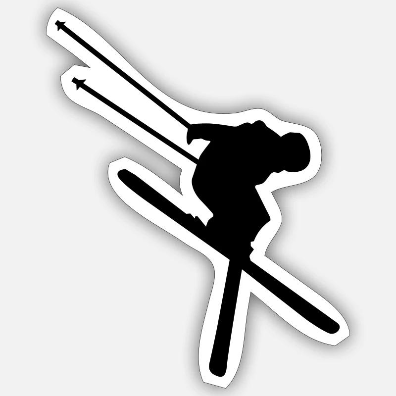 Skiing Ski Sticker taille S (10 x 10 cm)
