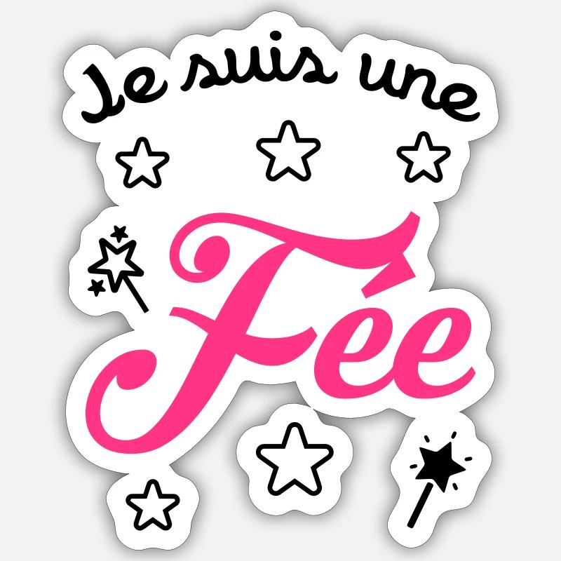 fille / fée / princesse / bébé - Sticker taille S (10 x 10 cm) - blanc mat