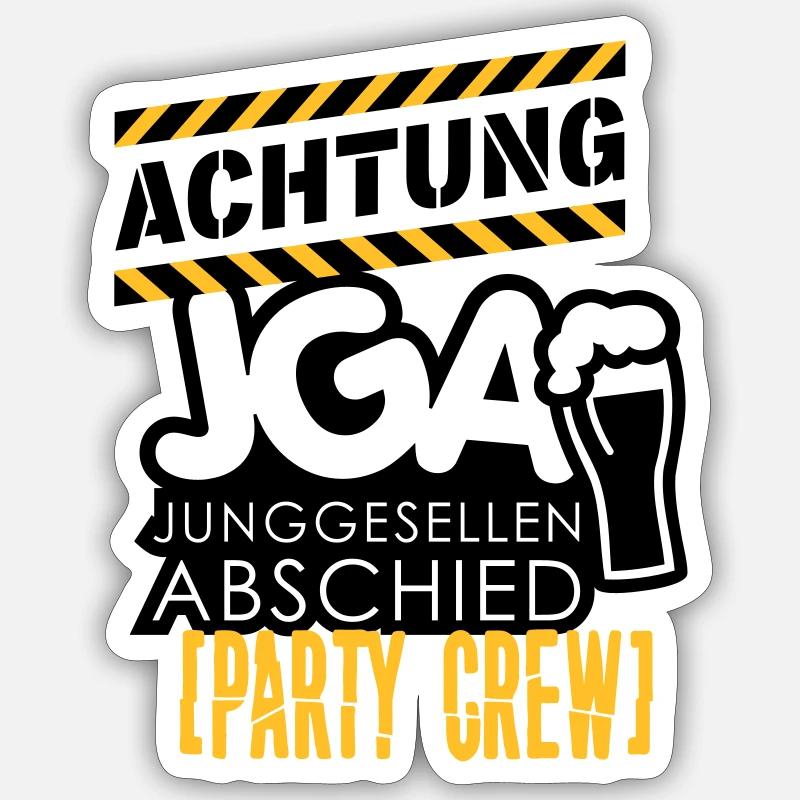 JGA (Achtung) - Sticker Größe S (10 x 10 cm) - Mattweiß