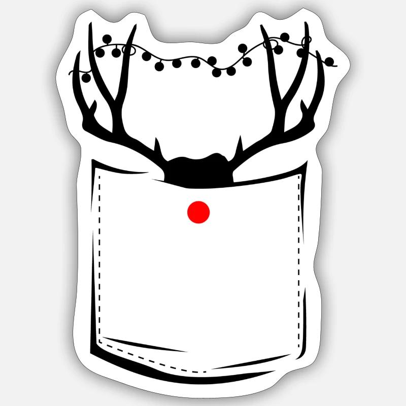 renne Rudolf || Noël - Sticker taille S (10 x 10 cm) - blanc mat