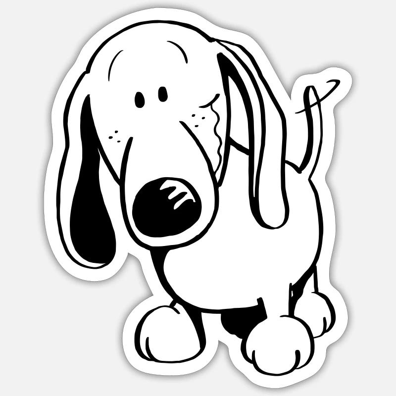 Lustiger Dackel - Dachshund - Sticker Größe S (10 x 10 cm) - Mattweiß