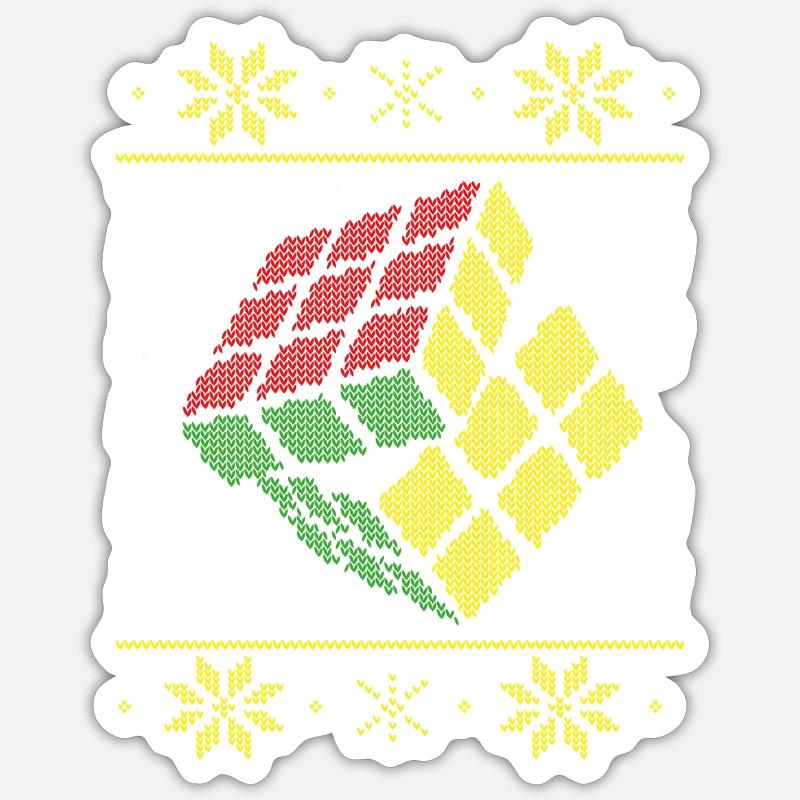 Rubik's Cube Pull Moche De Noël Sticker taille S (10 x 10 cm)