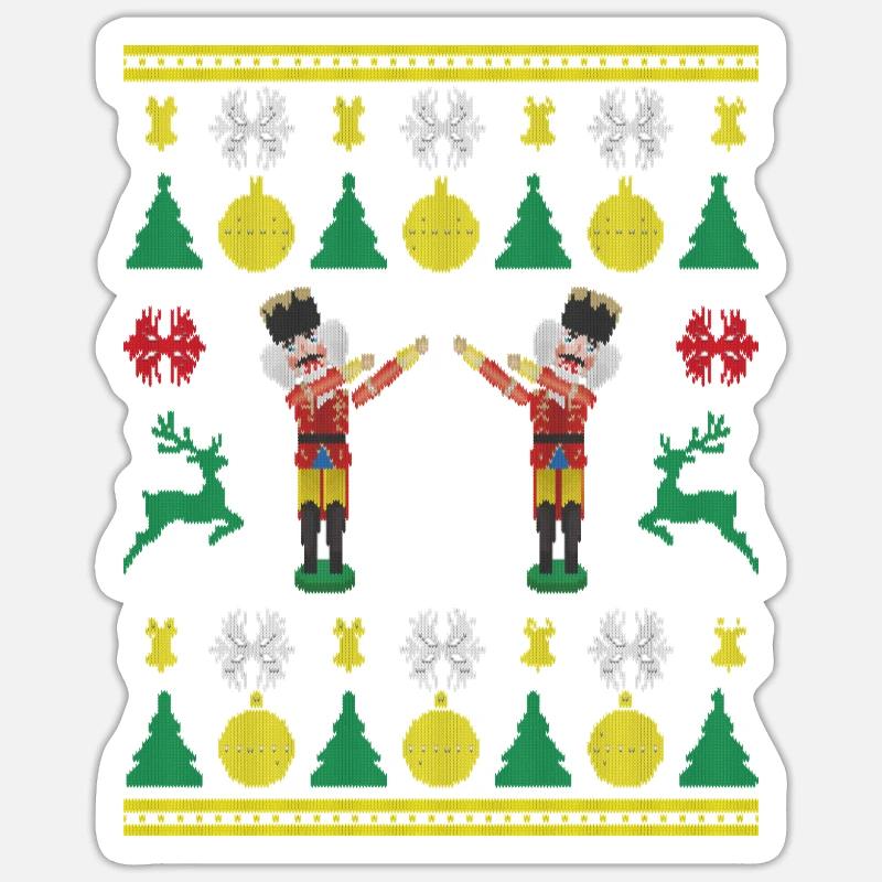 Tanzender Nussknacker Dabbing Nutcracker Knittered - Sticker Größe S (10 x 10 cm) - Mattweiß