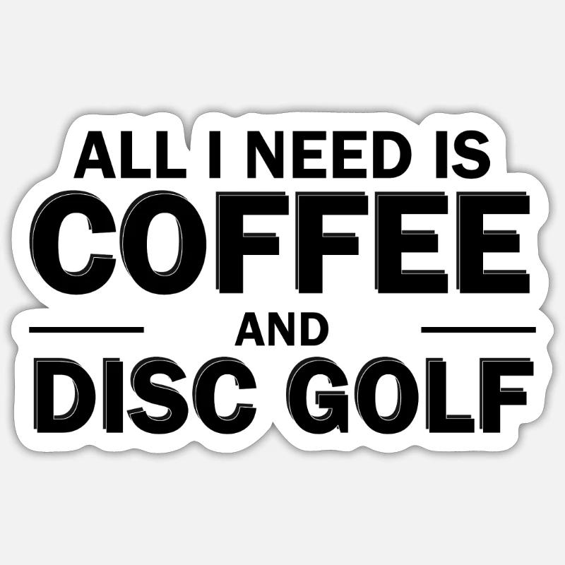 Café et Disc Golf - Sticker taille S (10 x 10 cm) - blanc mat