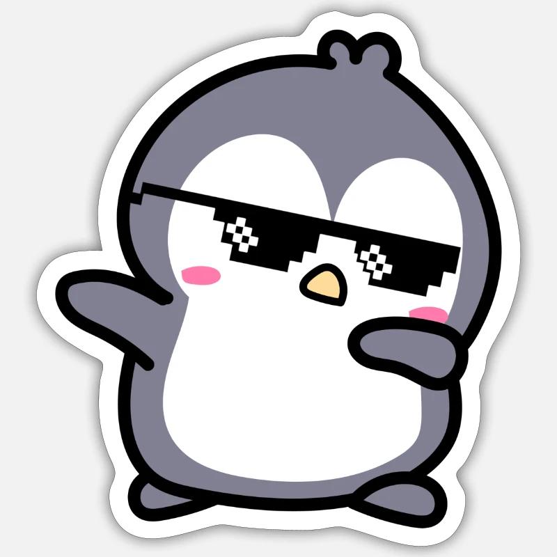 bébé pingouin dabber lunettes mignon - Sticker taille S (10 x 10 cm) - blanc mat