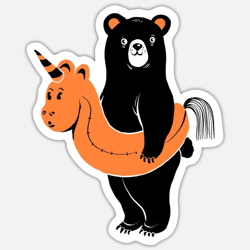 Ours d’été - Sticker taille S (10 x 10 cm) - blanc mat