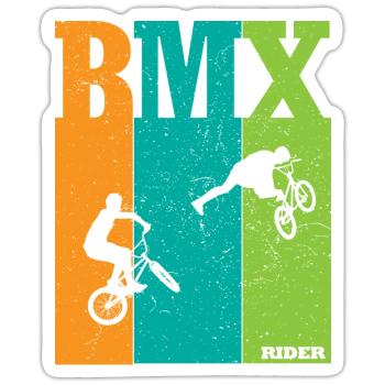 BMX Color Block Rider Silhouettes - Sticker size S (10 x 10 cm) - white matte - Front