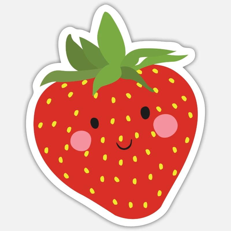 fragola - Sticker formato S (10 x 10 cm) - bianco opaco