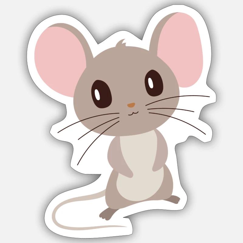 Souris - Sticker taille S (10 x 10 cm) - blanc mat