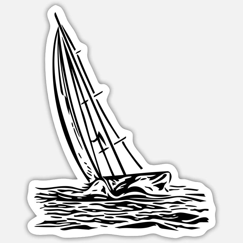 Voilier au vent - Sticker taille S (10 x 10 cm) - blanc mat